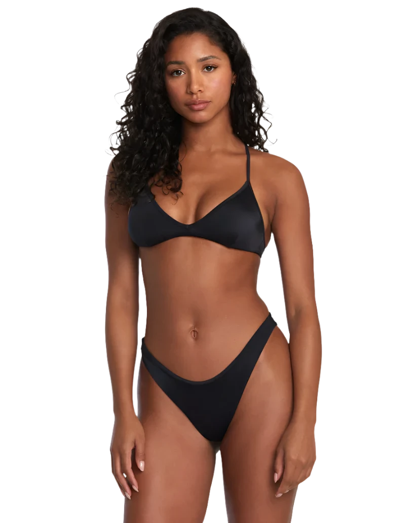 RVCA Women's Solid Triangle Cross Back Bikini Top Black Women's Bikini Tops RVCA 