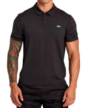 RVCA Sport Vent Polo Black Men's Short Sleeve Button Up Shirts RVCA 