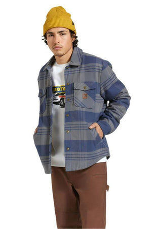 BRIXTON Durham Lined Jacket Washed Navy/Beige Plaid Men's Street Jackets Brixton 