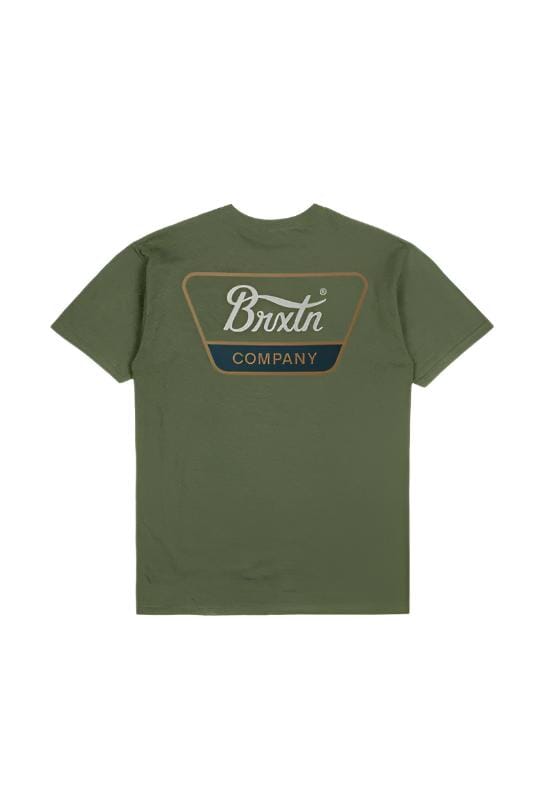 BRIXTON Linwood T-Shirt Ivy Green/Tobacco Brown/Ivory Men's Short Sleeve T-Shirts Brixton 