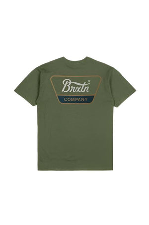 BRIXTON Linwood T-Shirt Ivy Green/Tobacco Brown/Ivory Men's Short Sleeve T-Shirts Brixton 