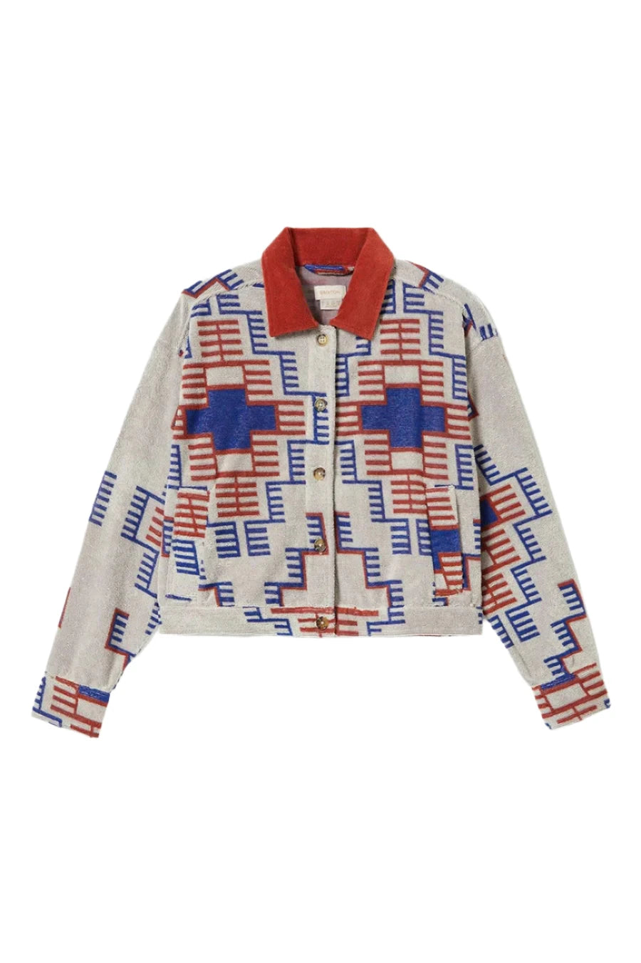 BRIXTON Women's Trail Terry Cloth Trucker Jacket Electronic Indigo Pattern Women's Street Jackets Brixton 