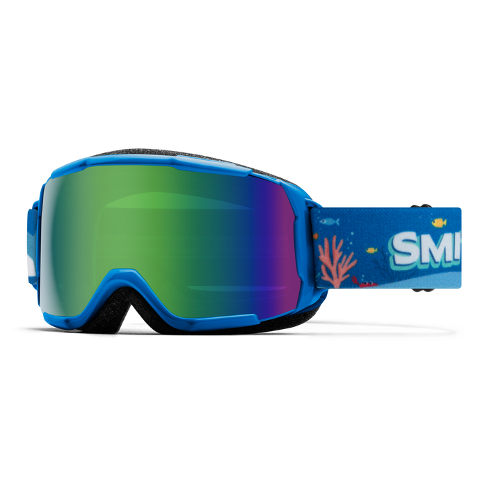 SMITH Youth Grom Cobalt Shark Bait - Green Sol-X Mirror Snow Goggle Youth Snow Goggles Smith 