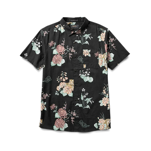 ROARK Tiger Lotus Short Sleeve Button Up Black Men's Short Sleeve Button Up Shirts Roark Revival 