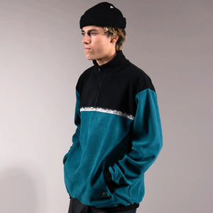 JONES Recycled Fleece Half Zip Pullover Pacific Teal Men's Crewnecks Jones Snowboards 