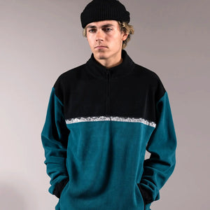 JONES Recycled Fleece Half Zip Pullover Pacific Teal Men's Crewnecks Jones Snowboards 