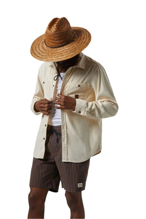 BRIXTON The Field Corduroy Overshirt Whitecap Men's Long Sleeve Button Up Shirts Brixton 