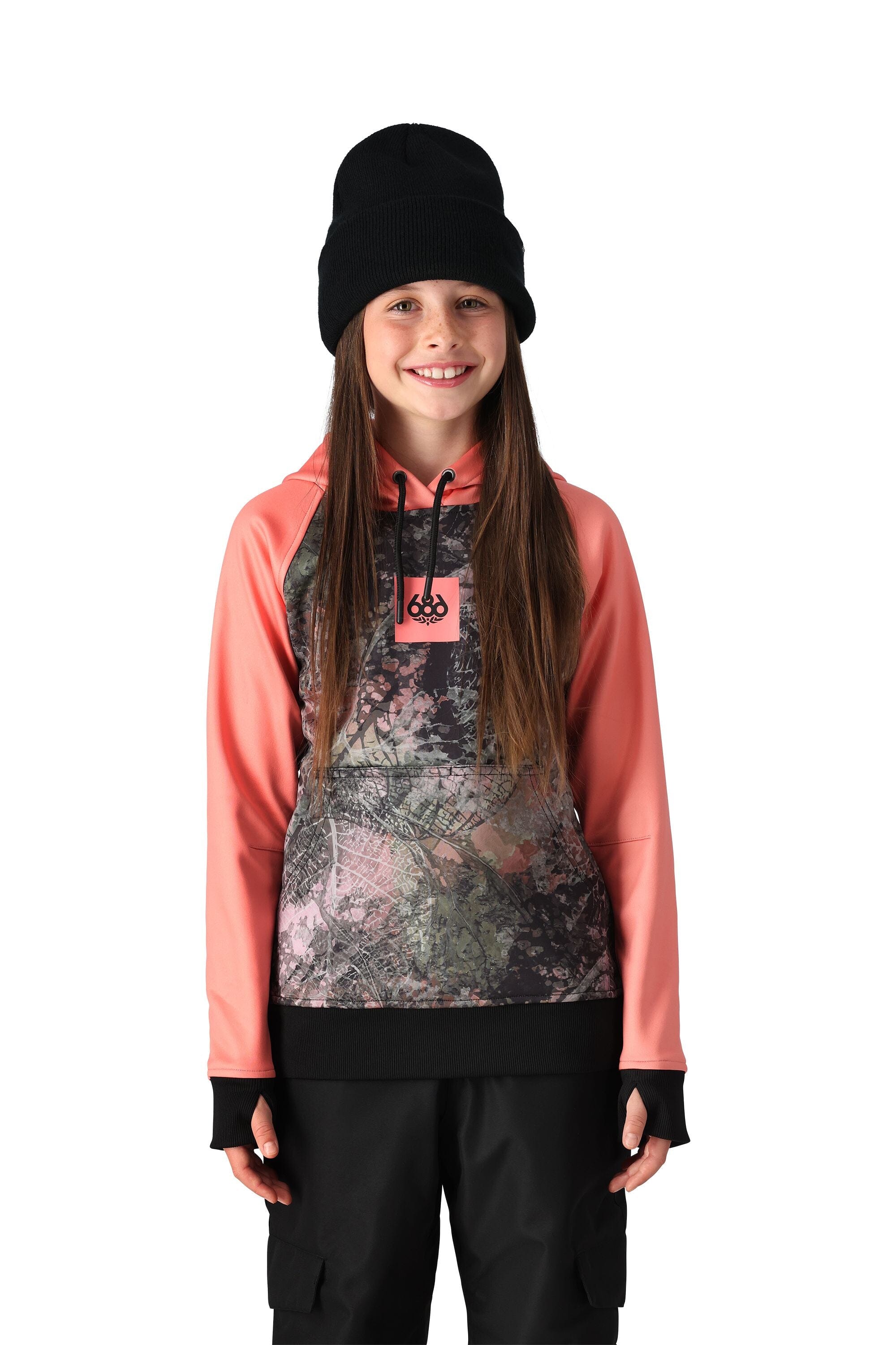 686 Girl's Bonded Fleece Pullover Hoodie Tulip Colourblock Girl's Hoodies 686 