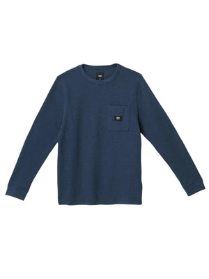 VANS Boys Alder Long Sleeve Pocket Thermal Dress Blue Boy's Long Sleeve T-Shirts Vans 