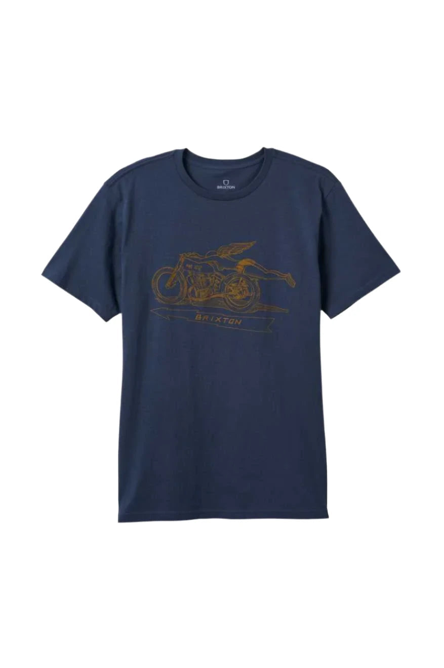 BRIXTON 20th Anniversary Flyer T-Shirt Washed Navy Men's Short Sleeve T-Shirts Brixton 