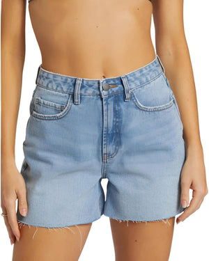 BILLABONG Women's Riley Cut-Off Denim Shorts Faded Indigo Fray Women's Shorts Billabong 