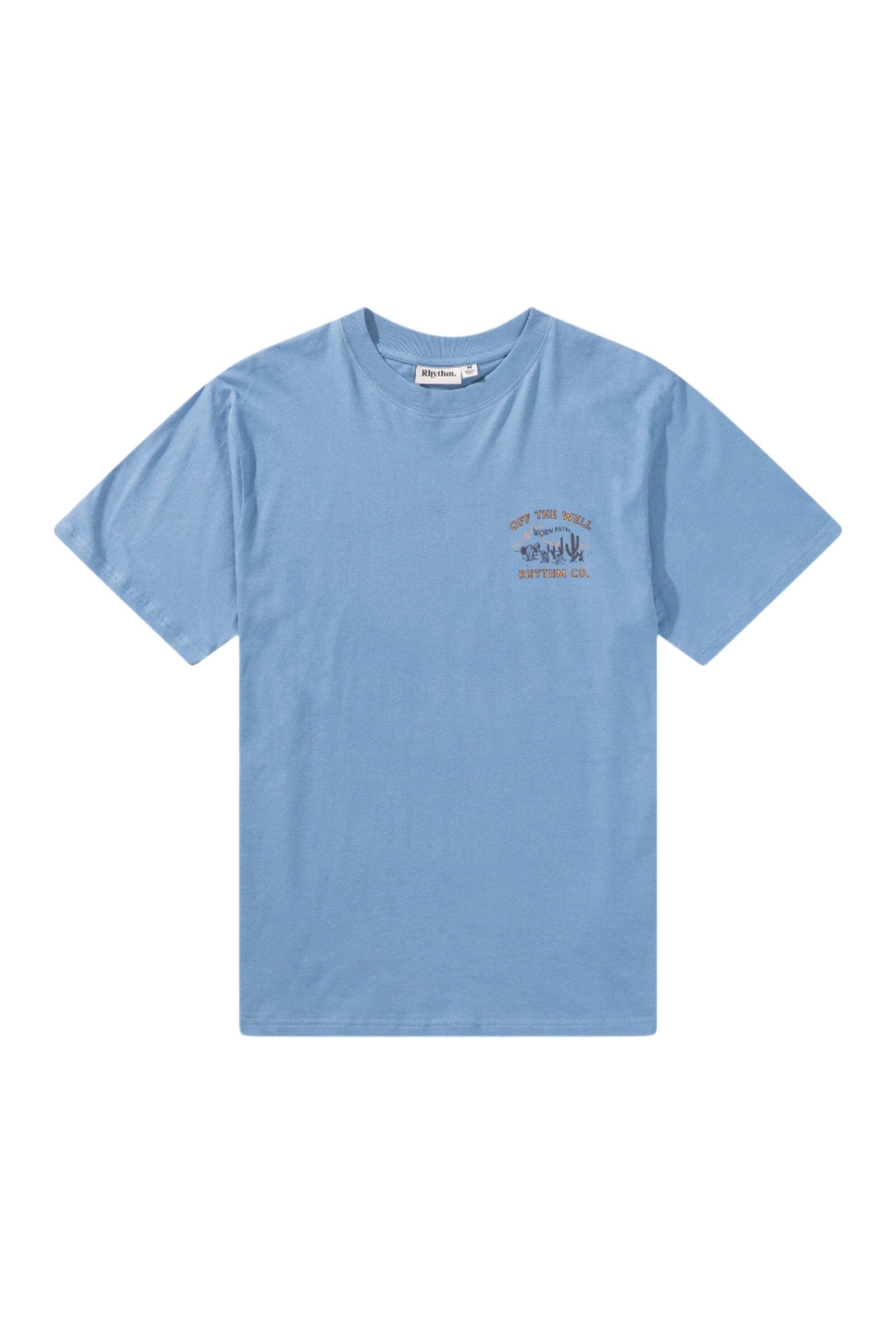 RHYTHM Worn Path T-Shirt Sea Blue Men's Short Sleeve T-Shirts Rhythm 