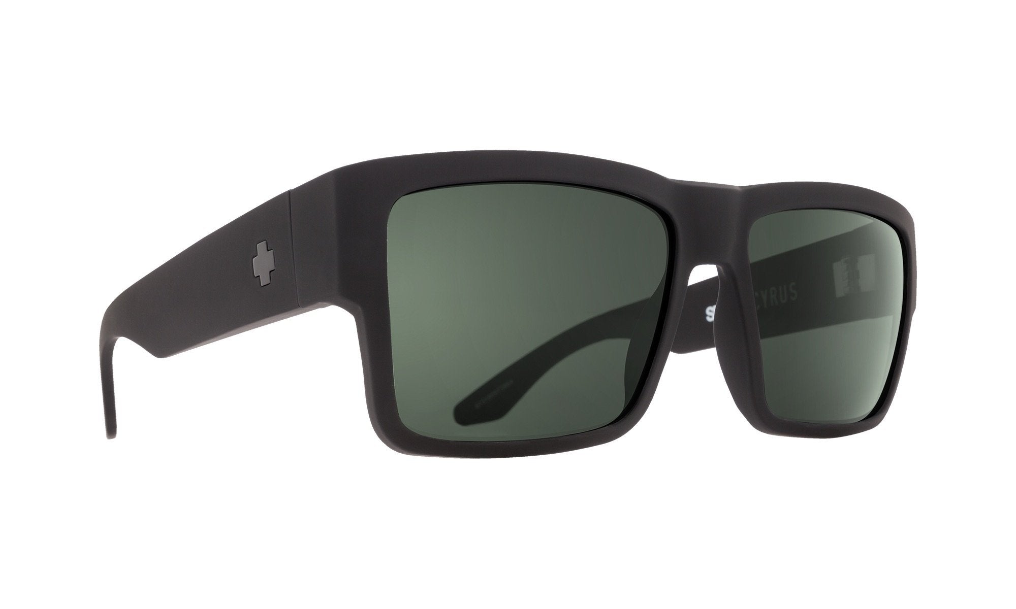 SPY Cyrus Soft Matte Black - Happy Grey Green Polarized Sunglasses Sunglasses Spy 