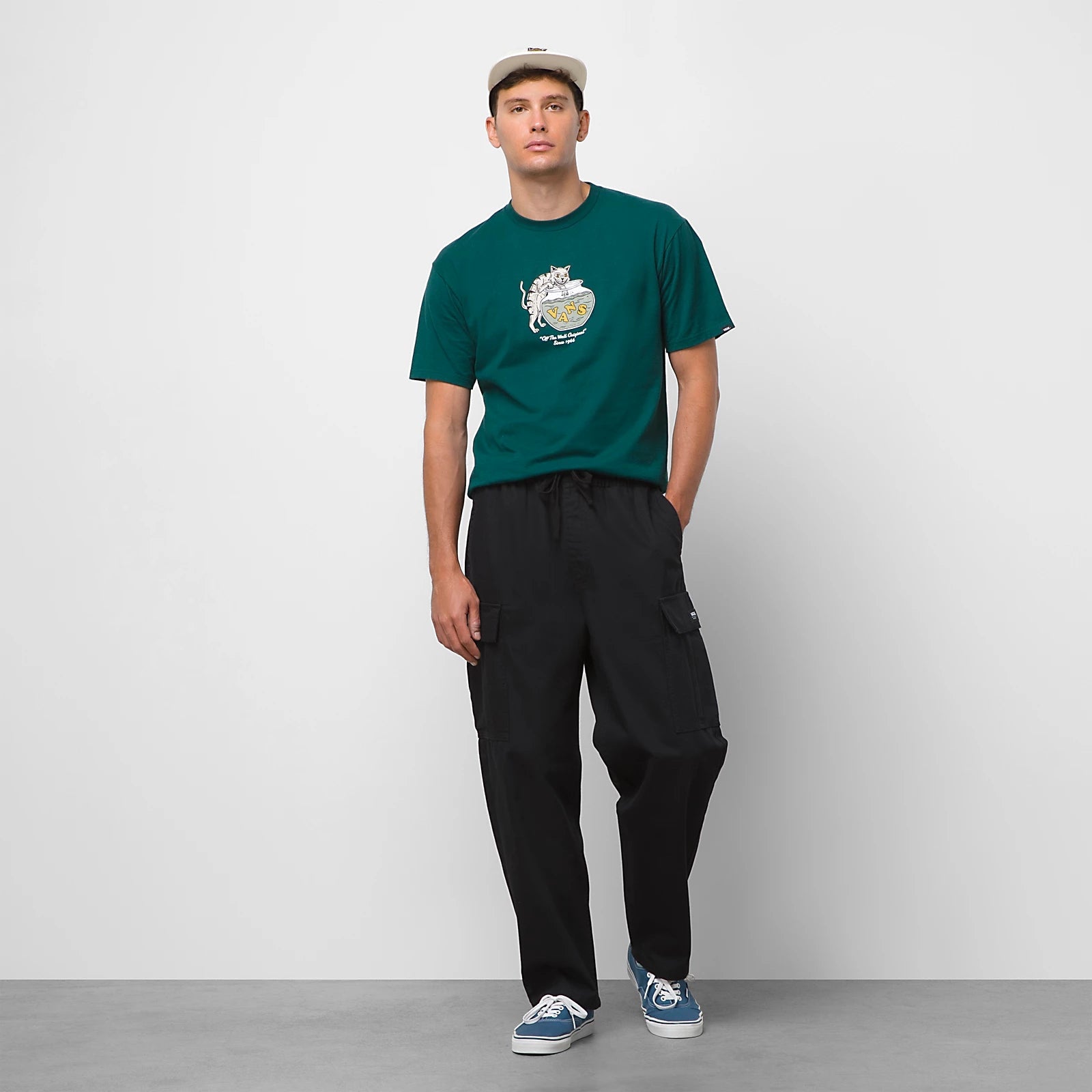Black Tapered Cargo Trousers w/ Side Pockets