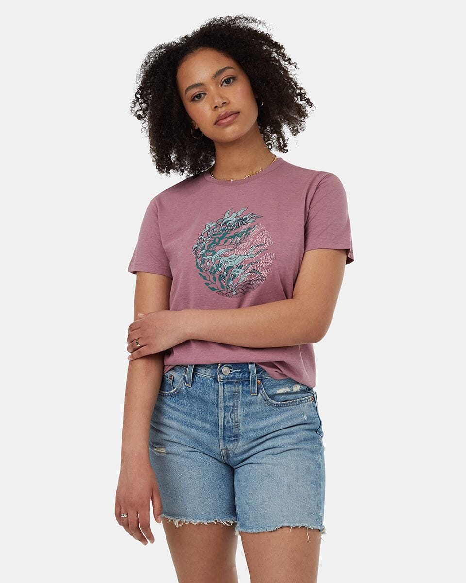 TENTREE Women's Portal Kelp T-Shirt Dusky Orchid/North Sea