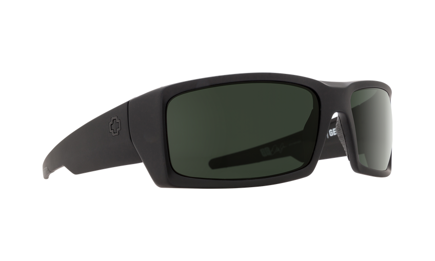 SPY General Soft Matte Black - HD Plus Grey Green Sunglasses