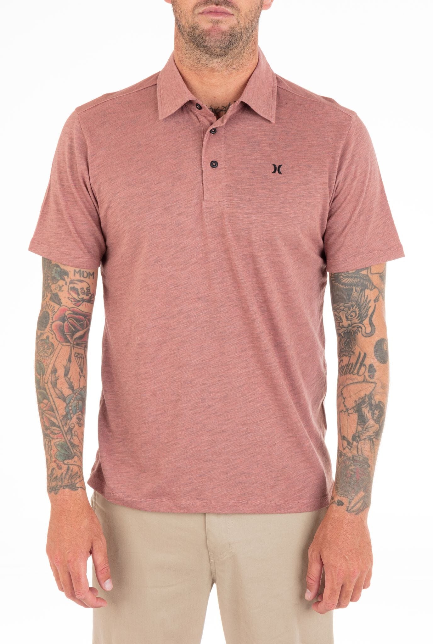 HURLEY Ace Vista Polo Shirt Phantom Rose Heather Men's Polos Hurley 